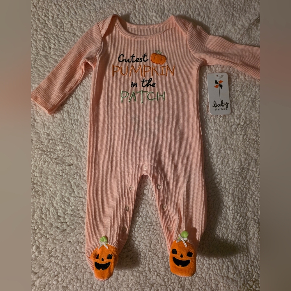Baby Starters Pink Pumpkin Patch Footie